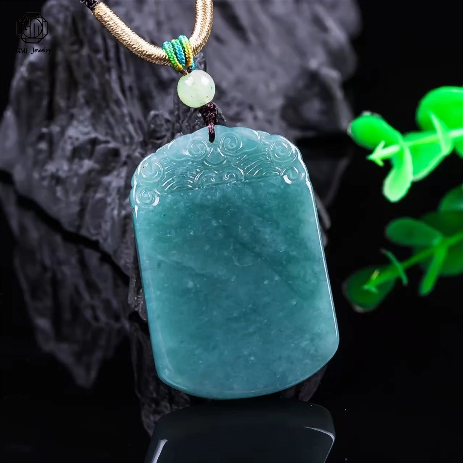 

Натуральный нефритовый кулон-плакетка класса А «Ледяной синий водный мир» с шнурком, унисекс, ожерелье с драгоценным камнем, мужское ожерелье, нефритовое украшение, подарок