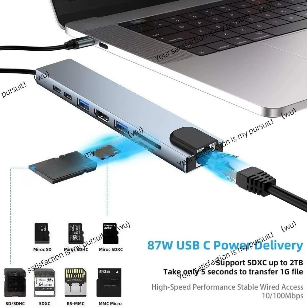 USB 3.0 Type C HUB USB C Docking Station to HDMI 4K 30HZ Type C to RJ45 100Mbps Ethernet Adapter VGA Extender Headphone PD 100W