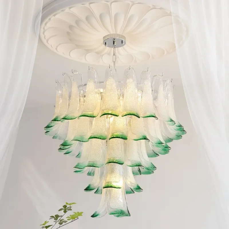 Modern French Murano Glass Horseshoe Chandelier Luxury Pendant Light for Villa Living Room Bedroom Warm Ambient Lighting