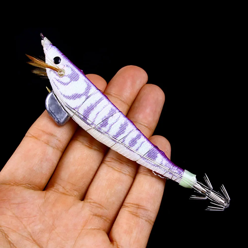1 Stk./9 Stk. Nachtlicht-Tauchköder: Tintenfisch- und Oktopus-Jig aus Stahl mit Bananenholz-Garnelenhaken und Geräuschfunktion für das Meeresangeln