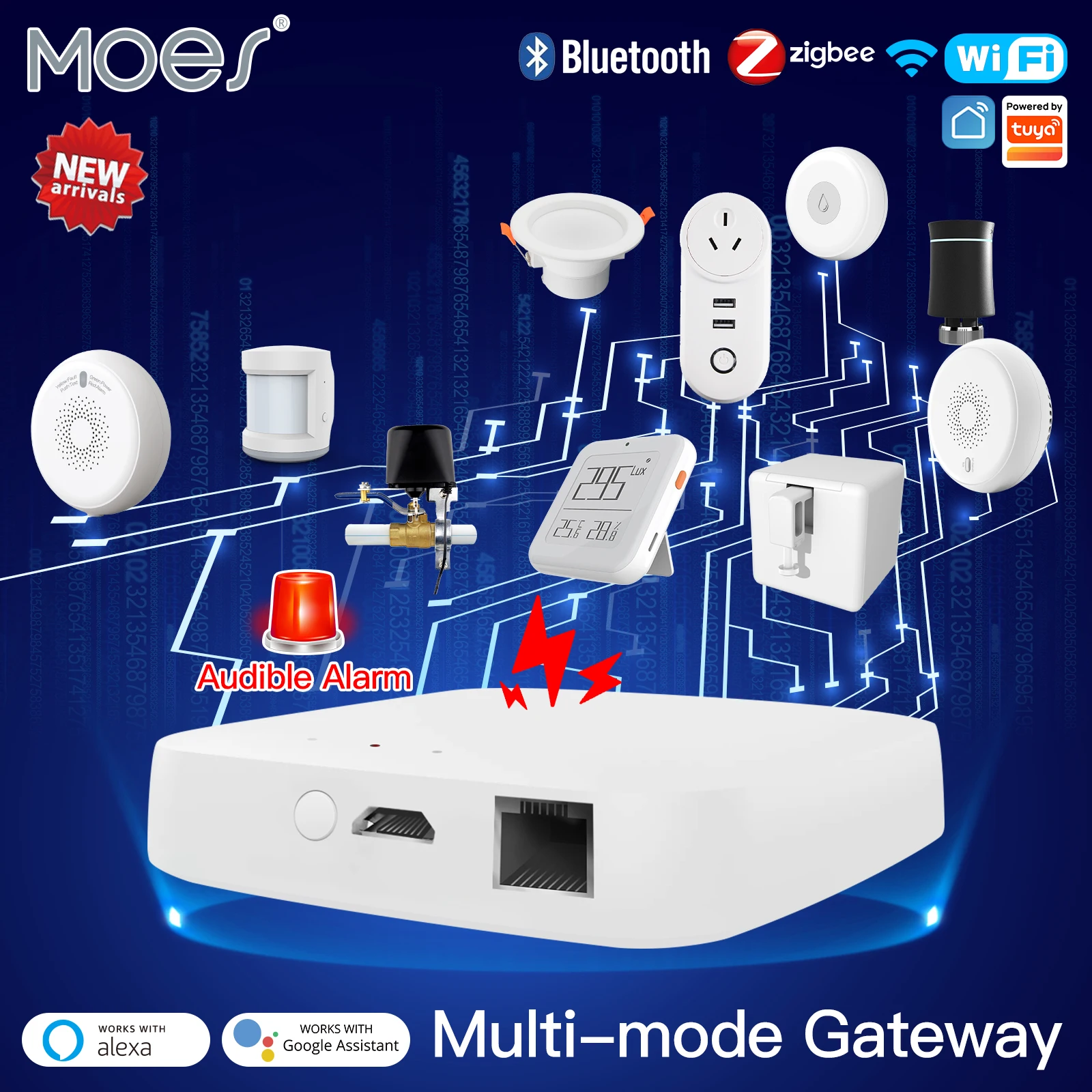 

MOES Tuya Smart Проводной многорежимный шлюз ZigBee Bluetooth Mesh Hub Приложение Smart Life Дистанционное голосовое управление через Alexa Google Home