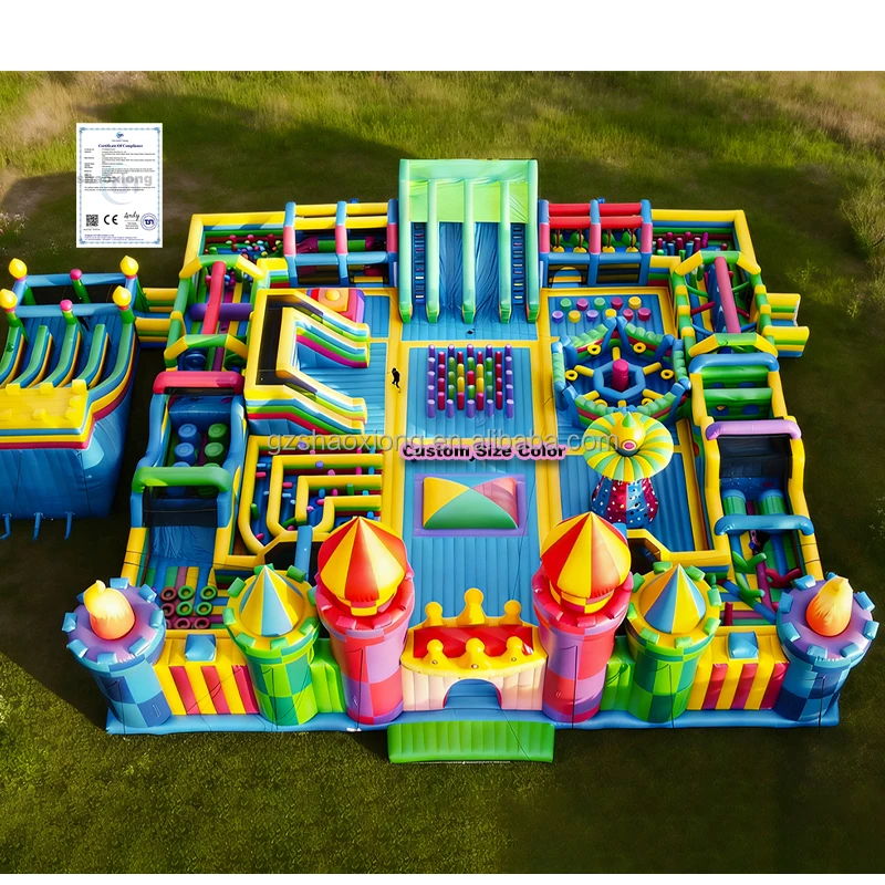 Kid Adults Commercial Big Outdoor Fun World Jumping Bouncy Castle Amusement Park with Slide Obstacle Combo Inflatable Theme Park