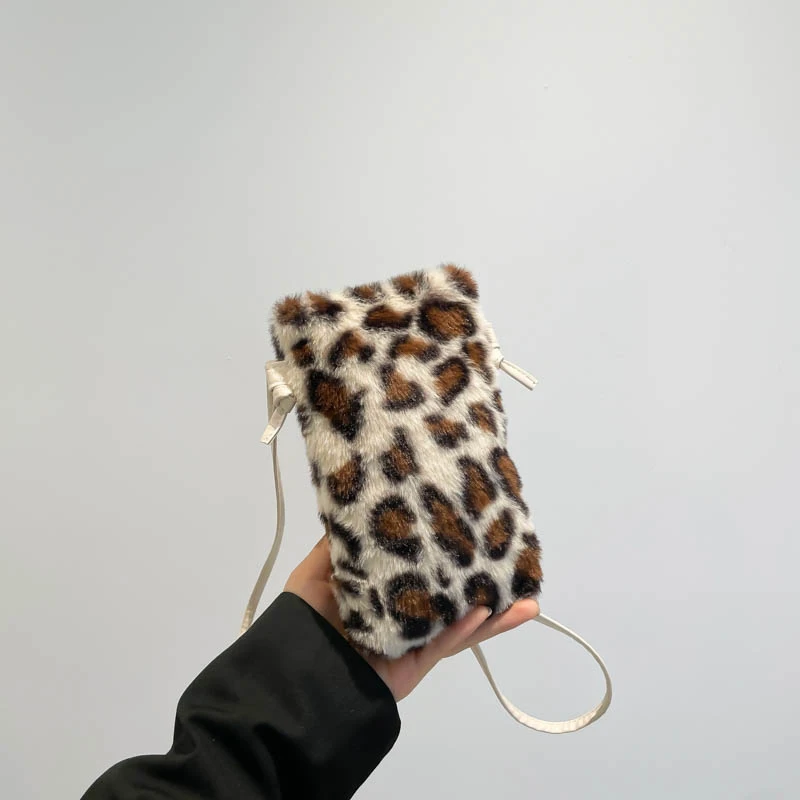 Mode Frauen Kuh Druck Mini Schulter Taschen Weibliche Winter Plüsch Unterarm Taschen Leopard Zebra Muster Flauschigen Tragetaschen Kleine Geldbörsen – Detail 25
