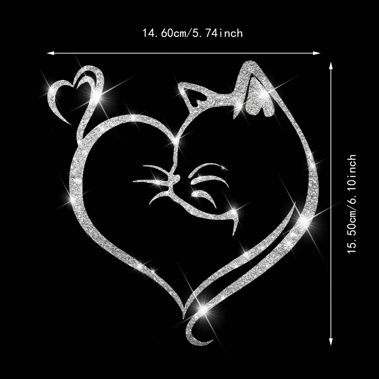 1PC Imitation Diamond Glitter Cat Heart Car Stickers Waterproof Durable for Auto Fuel Tank Window Bumper Decoration Vinyl Decals