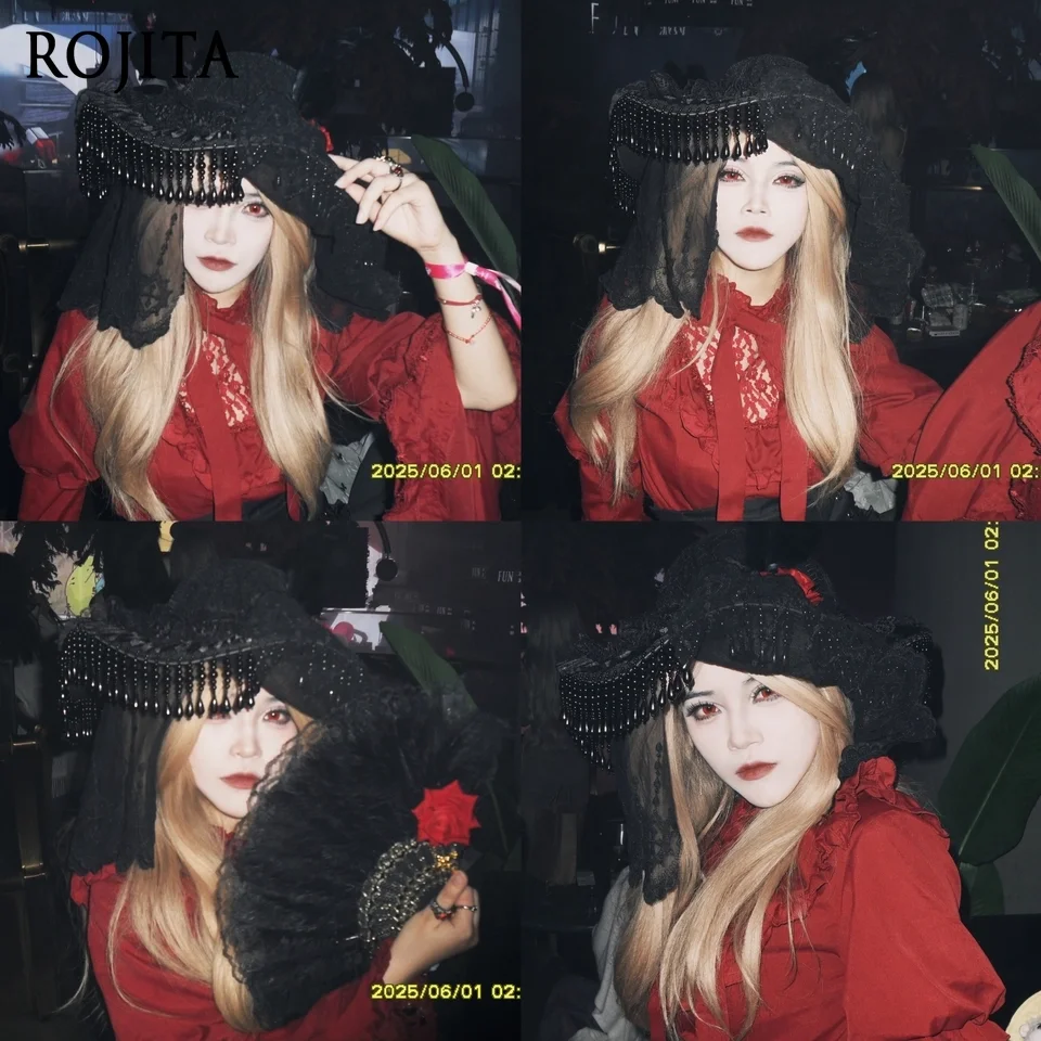 

Red Lady Shirt Vintage Lolita Solid Color Princess Sleeve Shirt Gothic Dark Style Long Sleeve Lolita Cosplay Costume