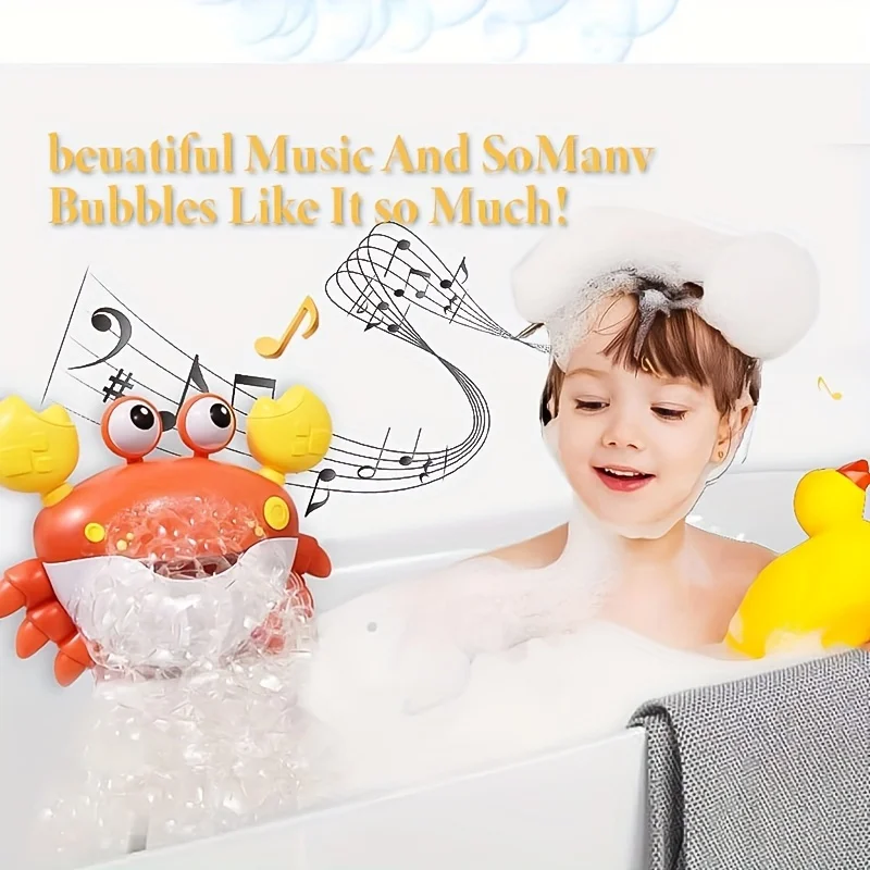 Crab Bath Toys For Toddlers, Infant Bathtub Bubble Machine, Baby Bath Toys, Automatic Bubble Maker, Kids Fun Christmas Gifts