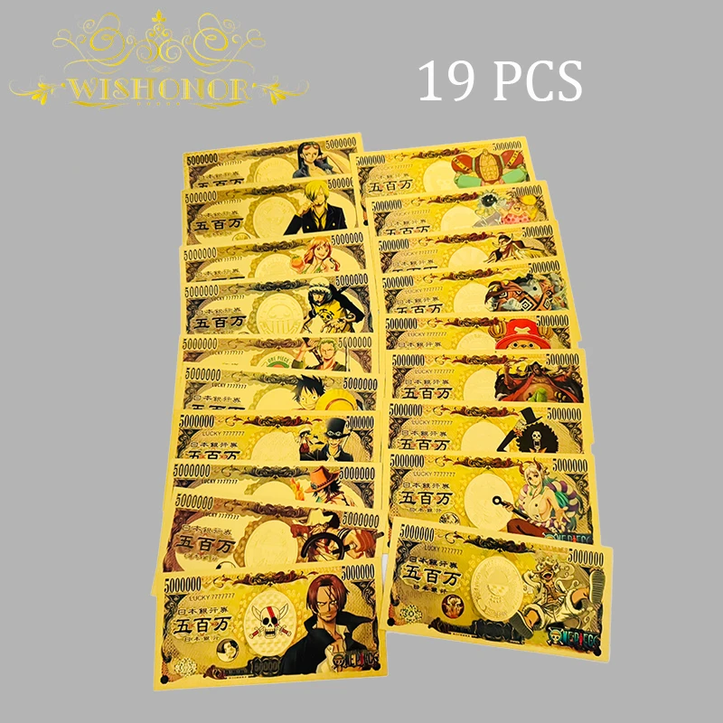 Miniso 42 أنواع حار بيع جديد قطعة واحدة الأوراق النقدية أنيمي الذهب الأوراق النقدية في 24 كيلو مطلية بالذهب للتجميع