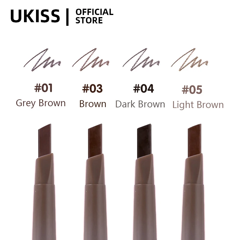 UKISS Eyebrow Pencil Waterproof Sweat-Proof Long Lasting Non-Marking Non-Smudged Thin Head Eye Brow Makeup 4 Colors