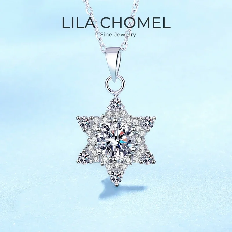 Lover Valentine's Day 18K White Gold Girl Birthday Gift Necklaces 1CT Moissanite Diamond Hexagram PT950 Women Wedding Pendant