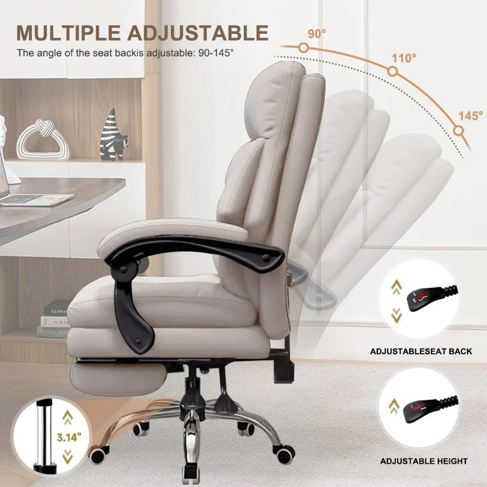 Kursi kantor ergonomis sandaran tinggi dengan sandaran kaki untuk meja eksekutif, nyaman untuk bermain game komputer dan penggunaan kerja berputar