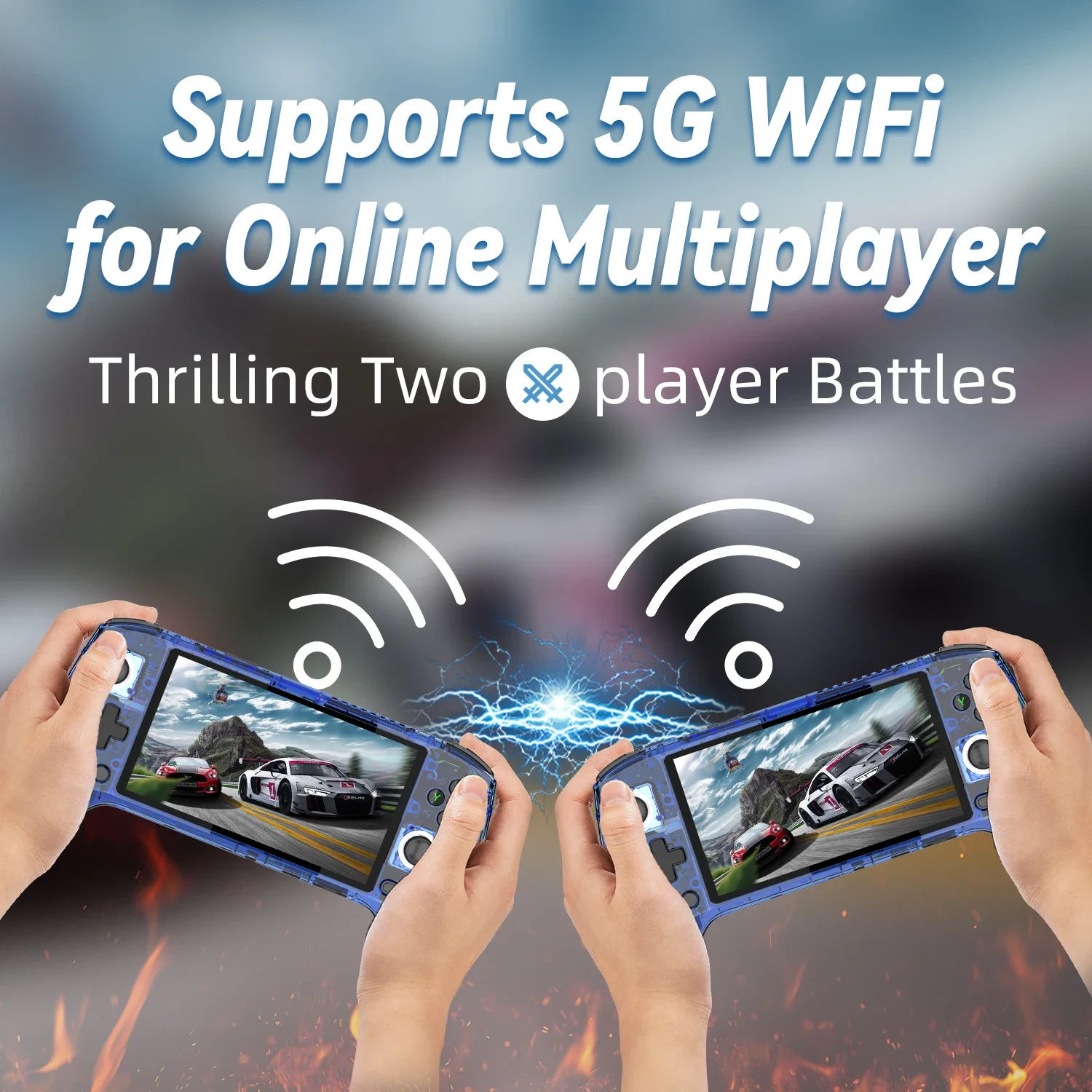 เครื่องเล่นวิดีโอเกม RG556ระบบแอนดรอยด์หน้าจอสัมผัส5.48นิ้วระบบแอนดรอยด์ไวไฟ2.4/5G สามารถเชื่อมต่อกับบลูทูธได้