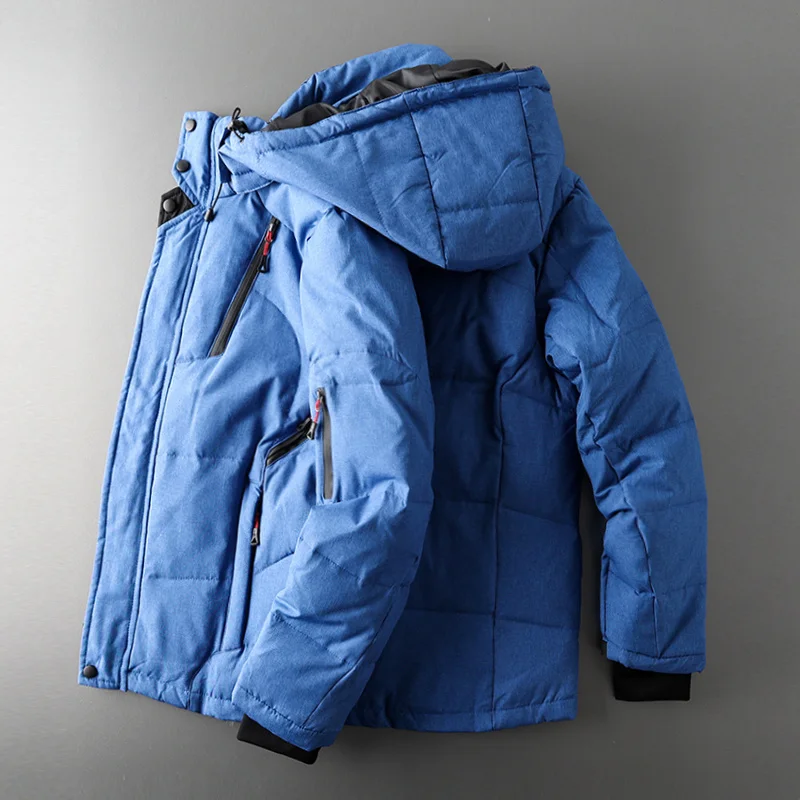 Fall Winter Men's Hooded White Duck Down Jacket Warm Thick Puffer Jacket Coat Male Casual Overcoat Thermal Parka Male Outwear