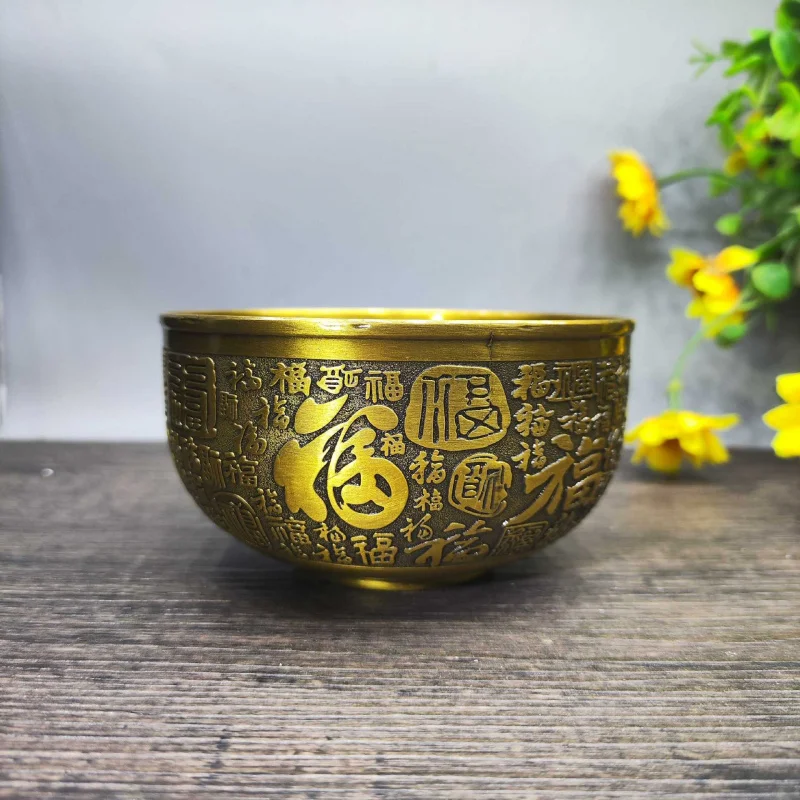 Bronze Blessings design, copper with the Hundred Wealth motif, tea and water , offering bowl, vin