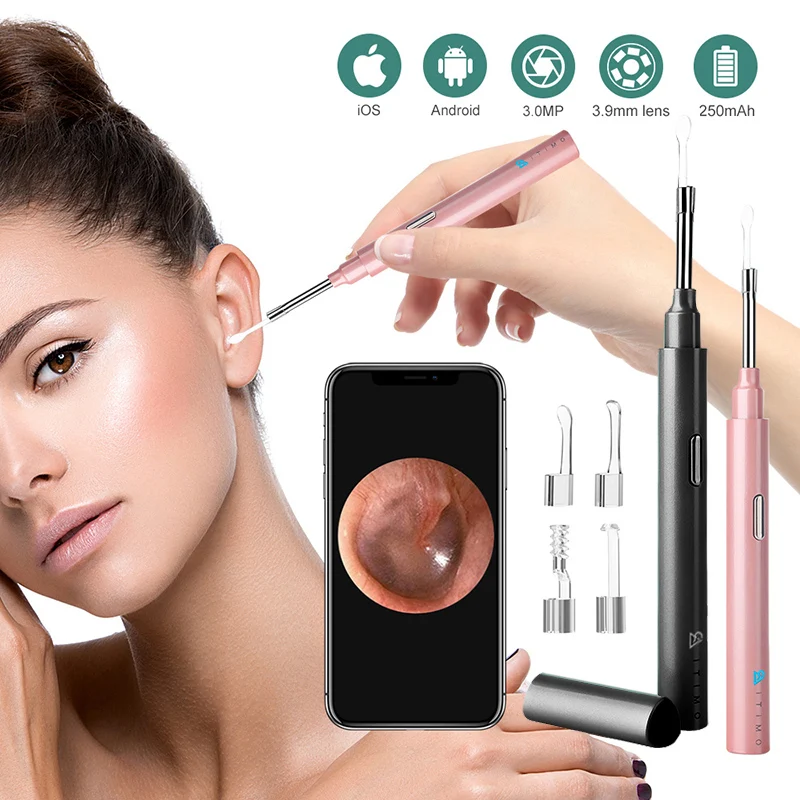 3.9MM WIFI Earpick Endoscope Earwax Removal CMOS Borescope Inspection Otoscope Camera HD  Earscope Cleaner Digital Microscope