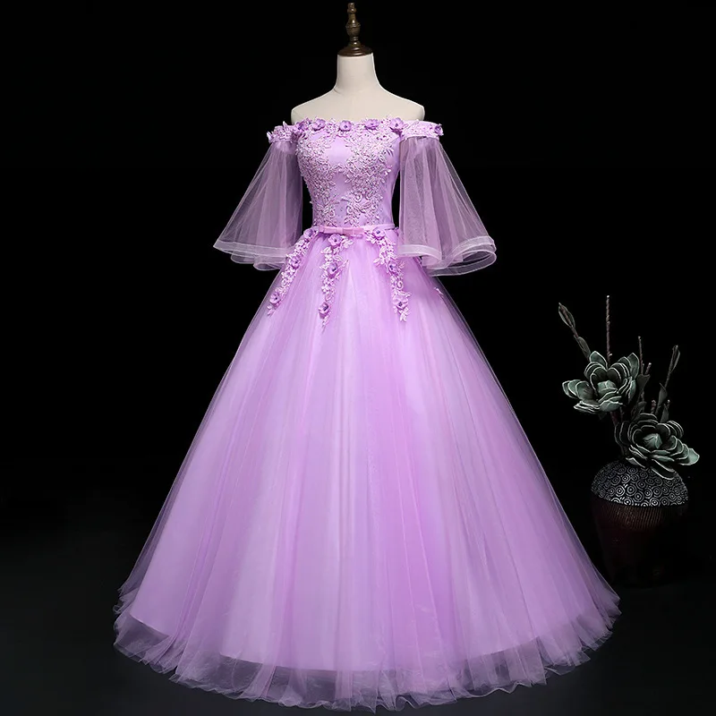Off Shoulder Wedding Dress Colorful Gauze Performance Dress Student Art Exam Dress Annual Party Dress Fluffy Dress Customized