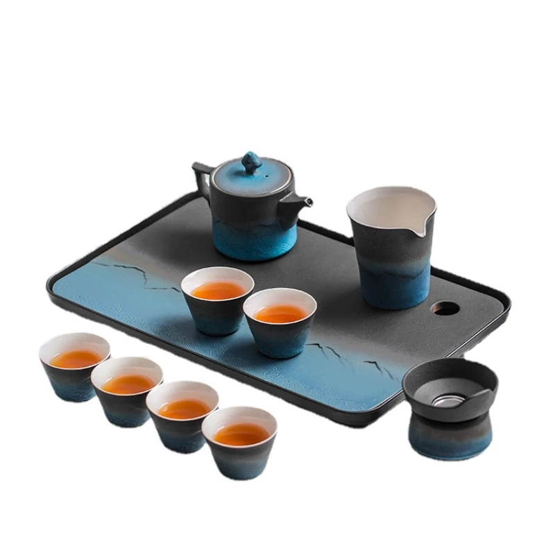 

Tea Set Suit Ceramic Underglaze Color Gradient Color High-End Light Luxury Home Desktop Decoration Gift Box Tureen Modern Simple
