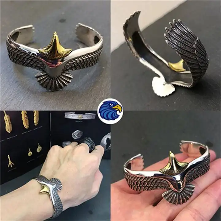 Vintage Eagle Bracelet Cuff Open Adjustable Bangle Creative Wildlife Jewelry Gift for Boyfriend Valentine Bangles Bracelets