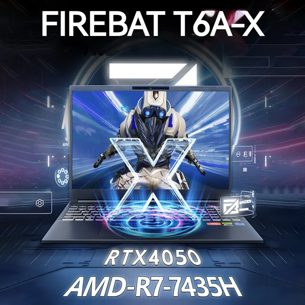 FIREBAT T6A-X 16 Polegadas AMD R7-7435H RTX 4050 DDR5 240Hz 2.5K Wifi6 BT5.1 32GB 1TB Gaming Gamer Notebook Laptop