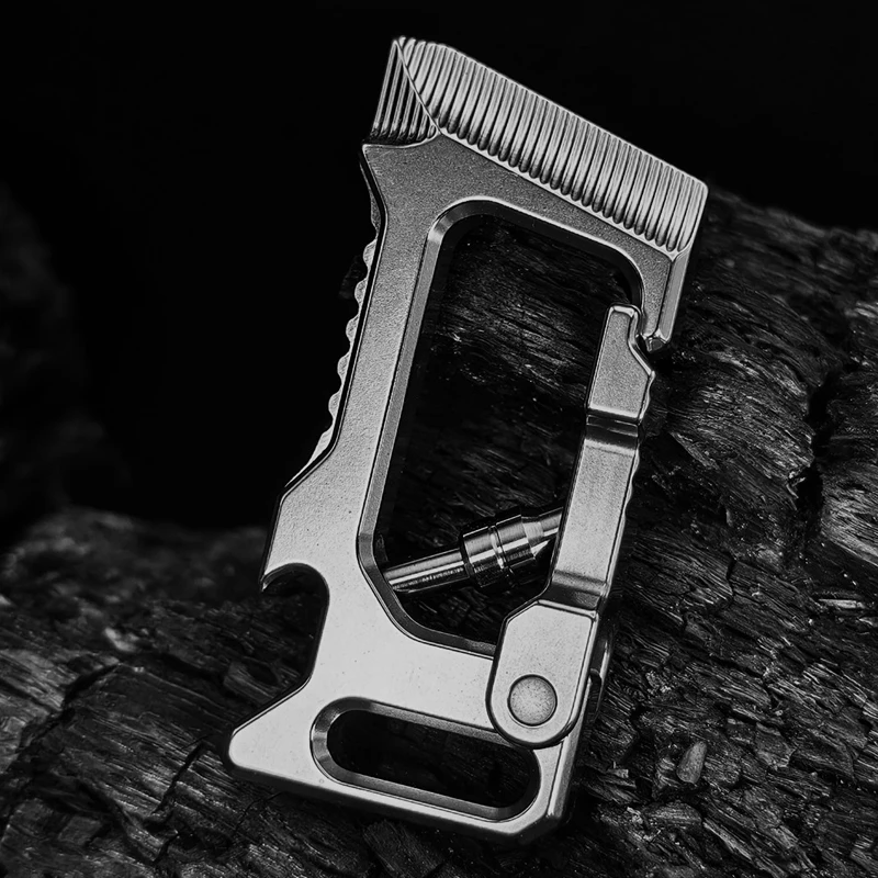 Outdoor Portable EDC Multifunctional TC4 Titanium Alloy Bottle Opener, Hanging Buckle, Keychain, Pry Bar Tool
