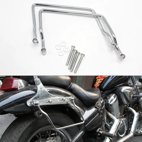 Для Honda Shadow VLX 600 VT Steed 600, хромированная седельная сумка, кронштейн для крепления на планку, 19,5 см, аксессуар для мотоцикла