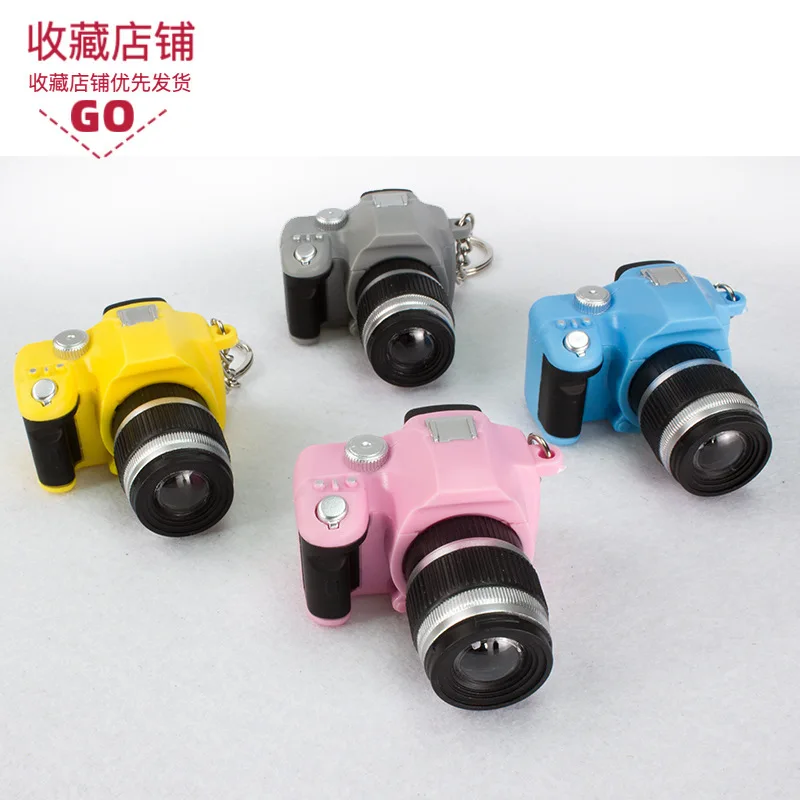 camera keychain mini SLR Camera Keychain Car Key Chain Key Ring LED Flashlight Colorful Kaca Key Chain For Gift Wholesale