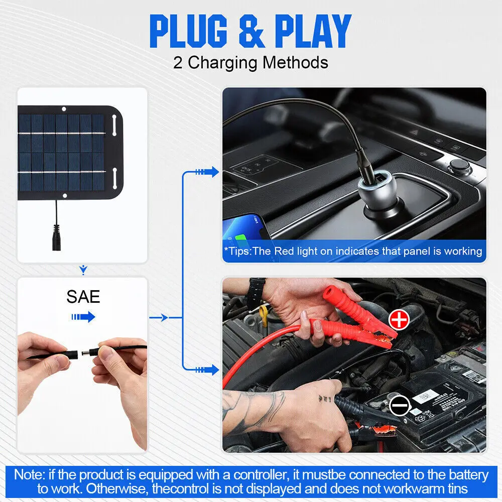 Panele słoneczne 30W 12V, ładowarka samochodowa IP65 Wodoodporny panel ładowania słonecznego Przenośna ładowarka zasilana energią słoneczną do