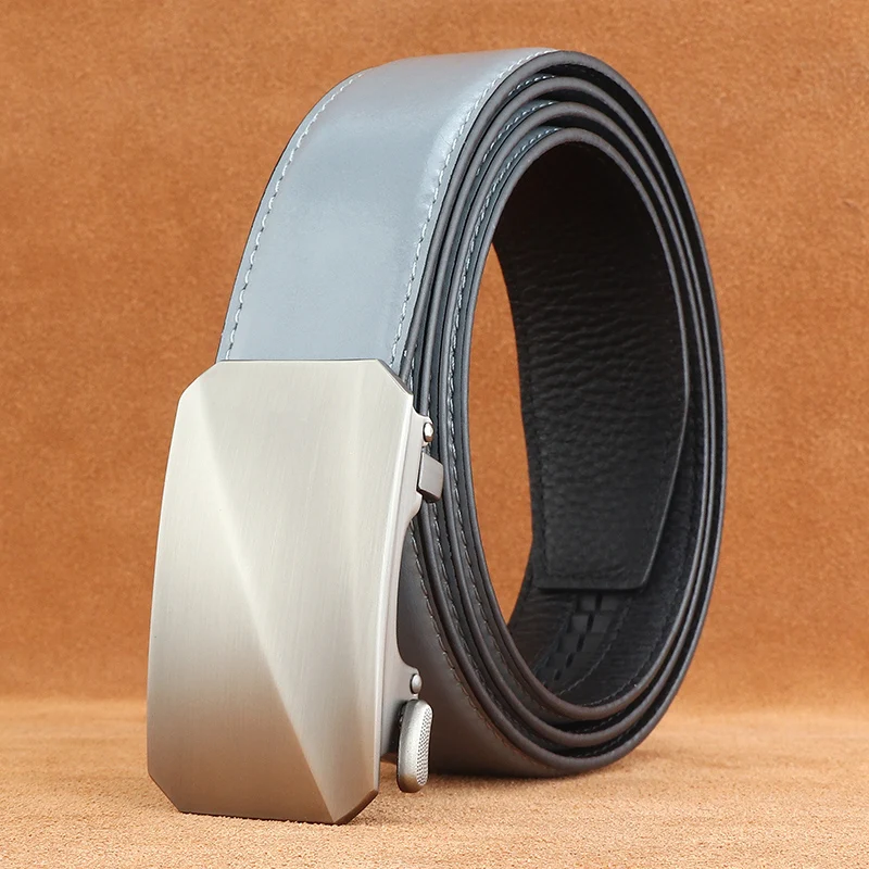 

High quality casual genuine leather Automatic Buckle belts men inner wear light color brand luxury younth Waistband
