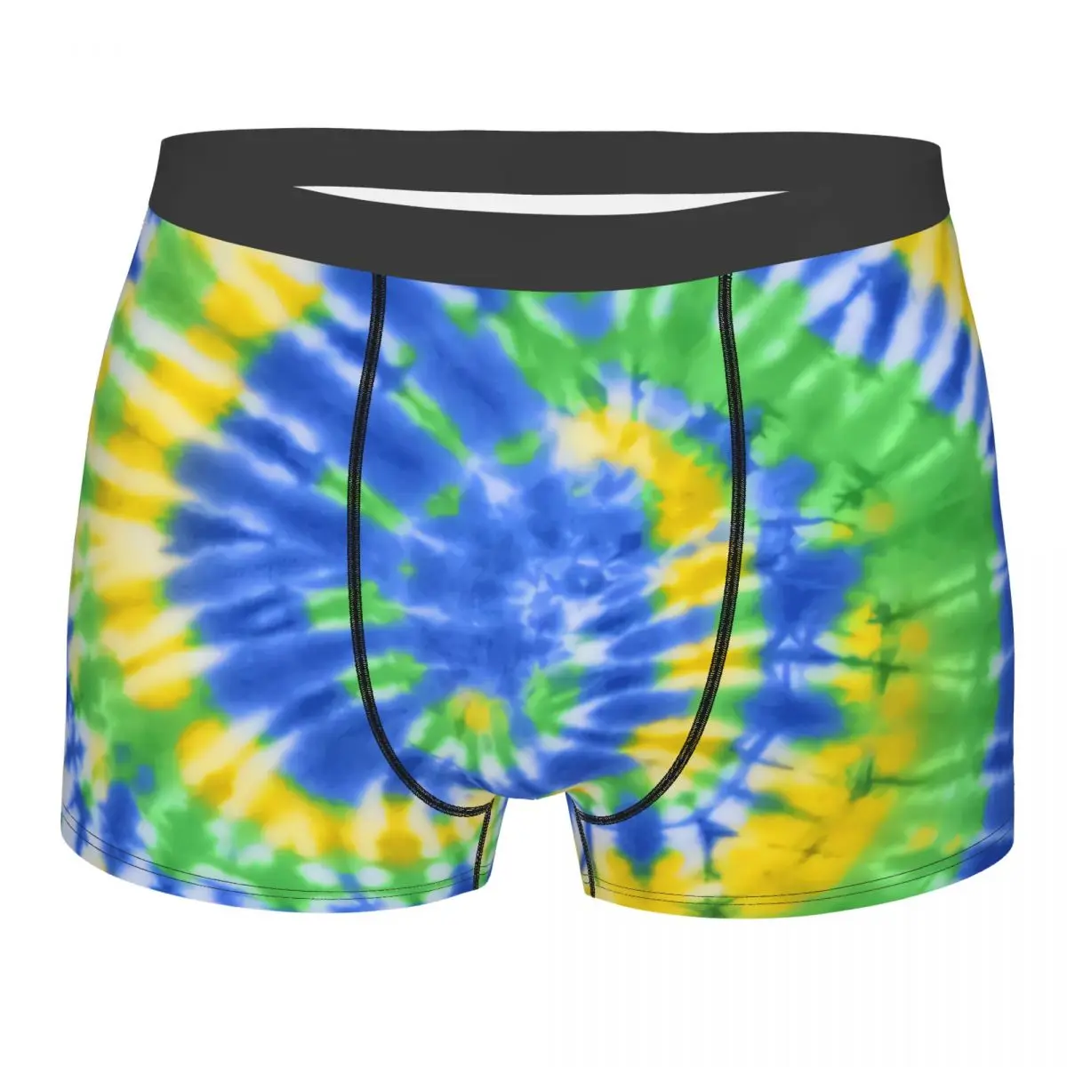 Custom Male Novelty Tie Dye Blue Green And Yellow Underwear Traditional Dyeing Boxer Briefs Stretch Shorts Panties Underpants