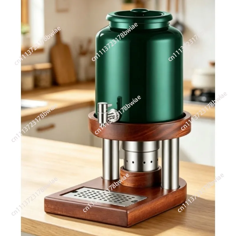 Commercial Catering Buffet 10 Liter Electric Ceramic Hot Drink Coffee Milk Dispenser Beverage Dispenser with Wooden Base