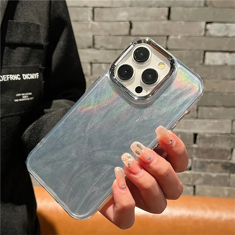 

Lovebay Camlet Glitter Phone Case For iPhone 15 14 13 12 11 Pro XR XS 7 8 14 15 Plus Plating Lens Protective Back Bumper Covers