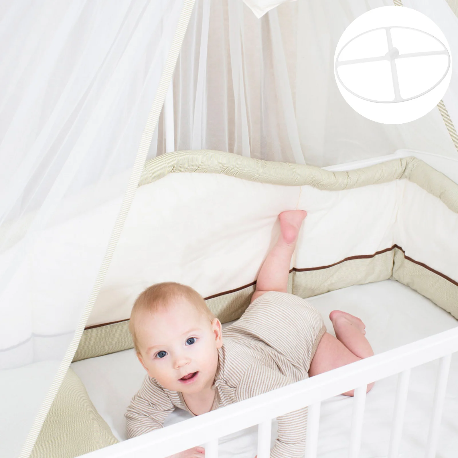 

Baby Bed Net Frame Crib Canopy Holder Universal Fit Lightweight Sturdy Support Rack Infant Bed Net Stand Crib Canopy Holder