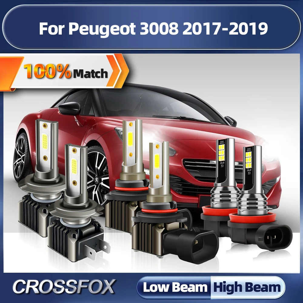 

360 лм, лампы для передних фар, 6000 Вт, Canbus, автомобильные лампы 3008 K, Автомобильные противотуманные фары 12 В, 24 В для Peugeot 2017, 2018, 2019