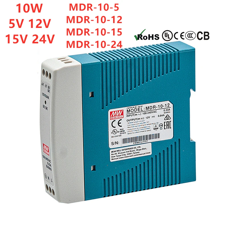 MEAN WELL Industrial Din Rail 10W тонкий одиночный выходной импульсный источник питания