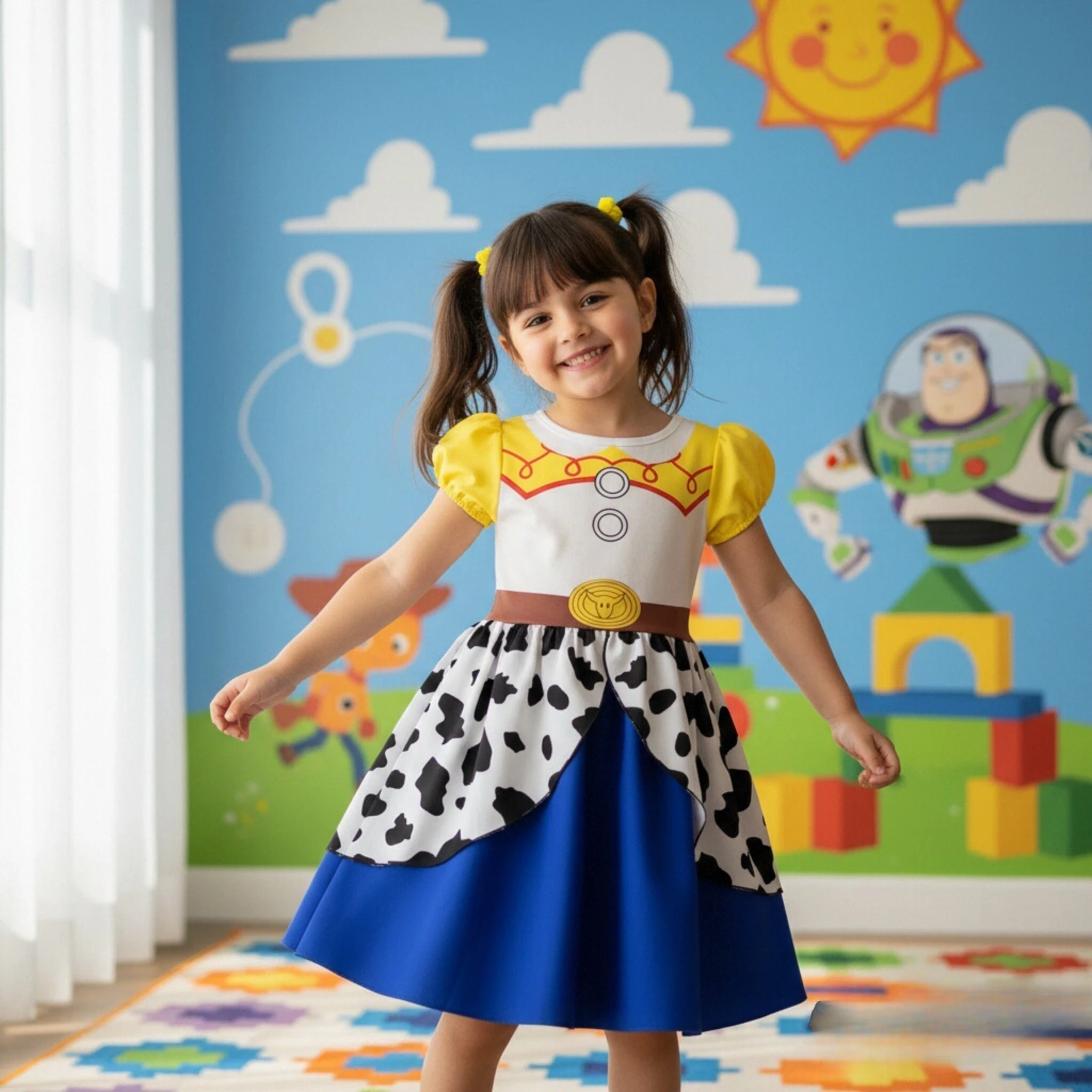 Cow Jessie Costume Kids Girls Disney Toy Story 5 Jessie Cosplay Costumes Children Bodysuit Hat Suit Halloween Party 2026 Clothes view 3