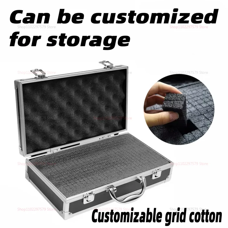 Aluminum Tool Box Portable Instrument Storage Case with Sponge Lining Impact Resistant Handheld Toolbox 30x17x8cm for Workshop