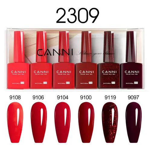 Imagen 2 del producto 6 uds/kit CANNI TPO libre HEMA libre Halloween uñas Color Set rojo oscuro semipermanente remojo UV LED Gel barniz regalo de Navidad