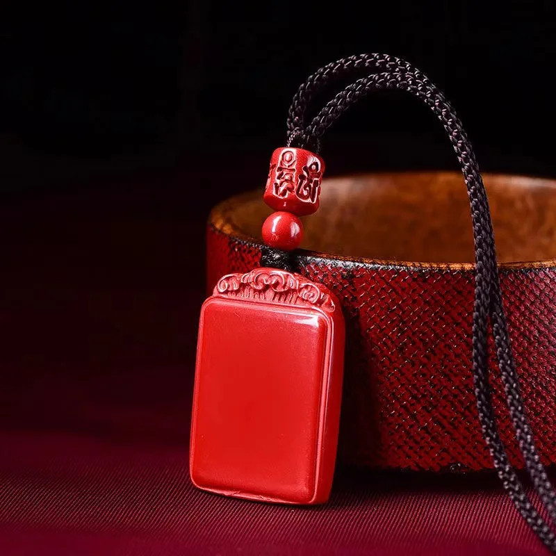 Natural High-content Vermilion Peace and Safety Amulet Necklace for Men and Women Zijinsha Talisman Pendant for The Zodiac Year