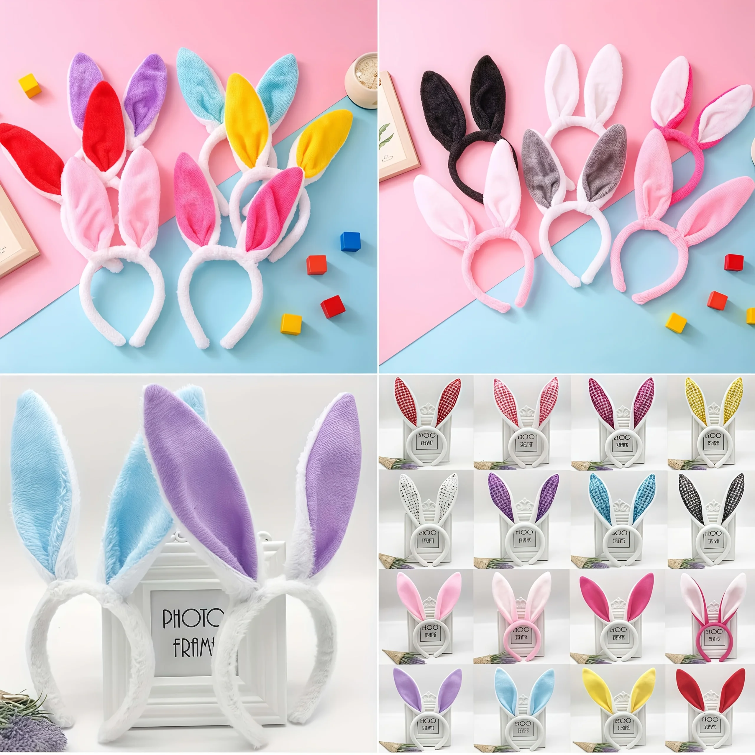 

12/18 Pieces Bunny Ear Headband,Cosplay Costume,Unisex Plush Bunny Ear Headband,Themed Party Stage Performance,Christmas Easter