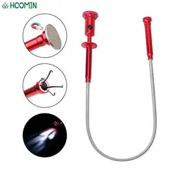 Sewer Cleaning Pickup Tools Magnetic Long Spring Grip Magnet + 4 Claw + LED Light Flexible Pick Up Tool