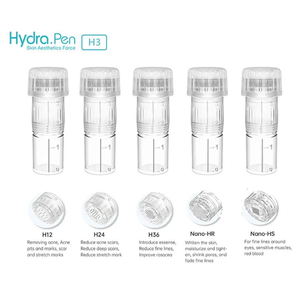 Aplicador de soro Hydra.Pen H3, Caneta Microneedling, Dispositivo de beleza para uso doméstico para crescimento e cuidados com a pele, cartuchos