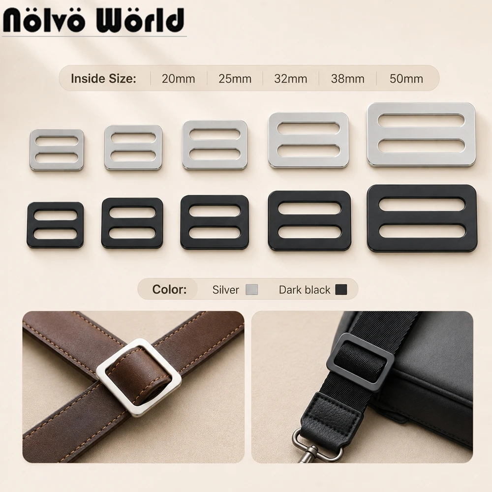 10/30/80PCS 15-20-25-32-38-50mm Stainless Steel Ring Buckles Bag Strap Tri-Glide Slider Hook For Backpack Bags Belt Accessories