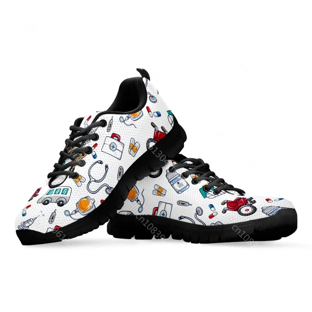 간호사 캐주얼 신발 흰색 구급차 의료 장비 운동화 응급 처치 인쇄 여름 통기성 메쉬 운동화