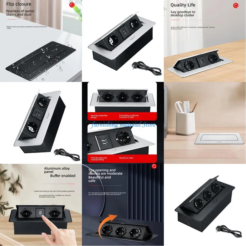 

Y5GD Overburden Defended Aluminum Mixture Burst Up Extension Cord For Desk Conference Table Arrange