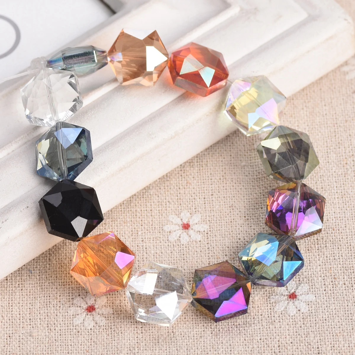 Hexagon Shape Faceted Crystal Glass 12mm 16mm 20mm 22mm Loose Crafts Beads for Jewelry Making DIY Crafts Findings