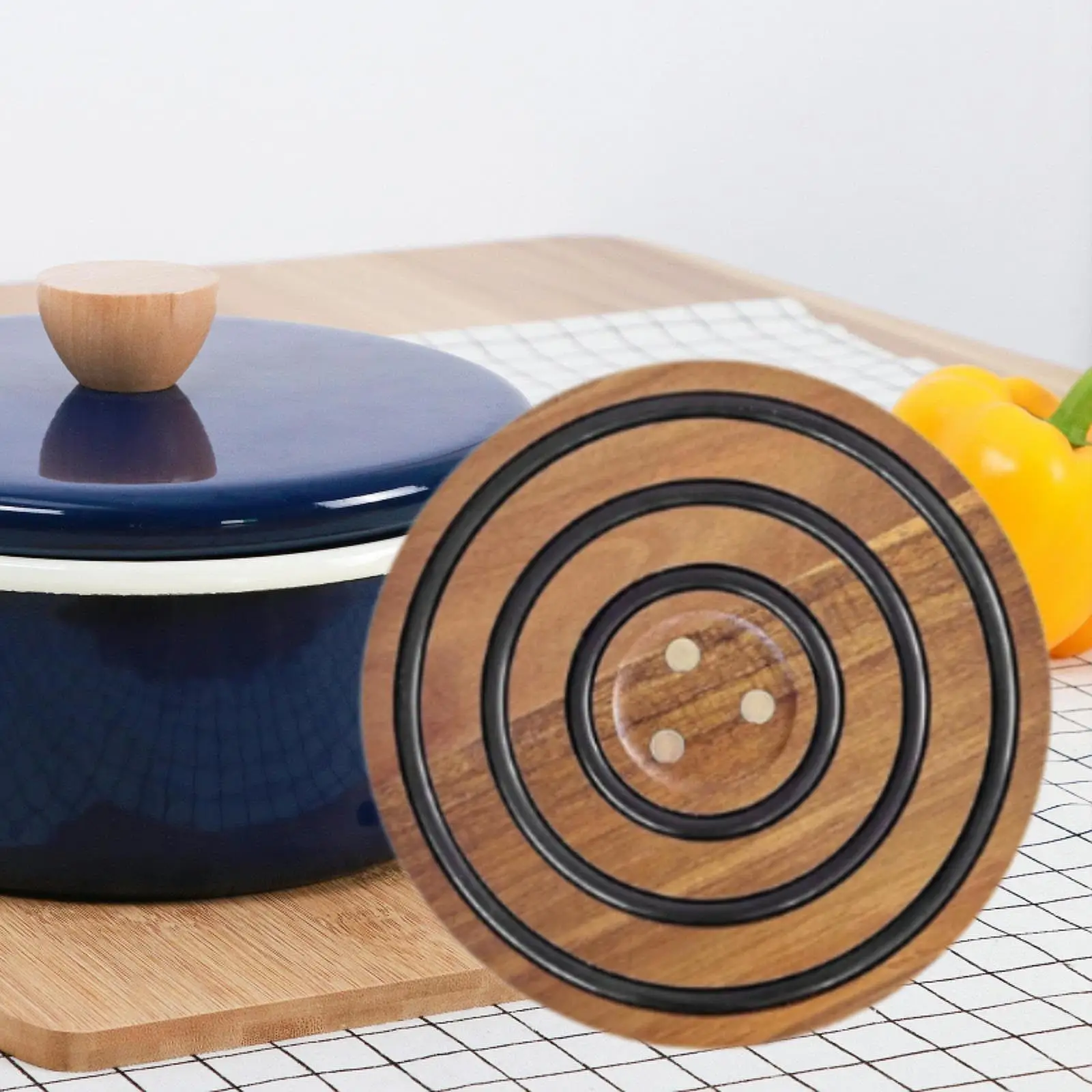 Magnetic Pot Trivet Wooden Pot Mat Heat-Resistant Dining Table Mat Cushioning Rubber Strip Insulation Mat For Hot Pots Pans