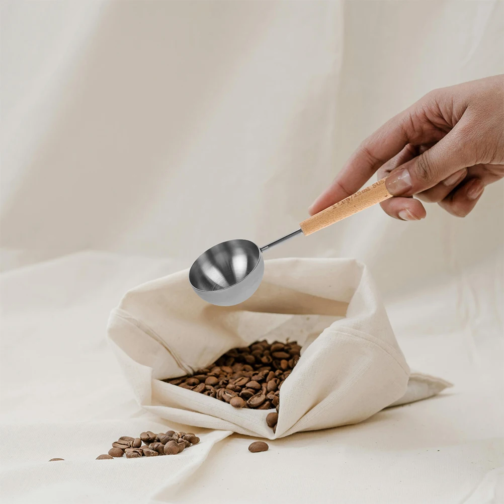 

2pcs Wooden Handle Coffee Long Measuring Spoon 25Ml Accurate Measurement For Coffee Tea Milk Powder Baking Kitchen Tools