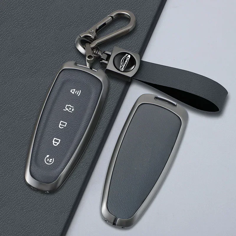 Zinc Alloy Car Key Case Cover For Ford Escape Focus C Max Kuga Edge Explorer Taurus Keyring Remote Control 5 Buttons Protection