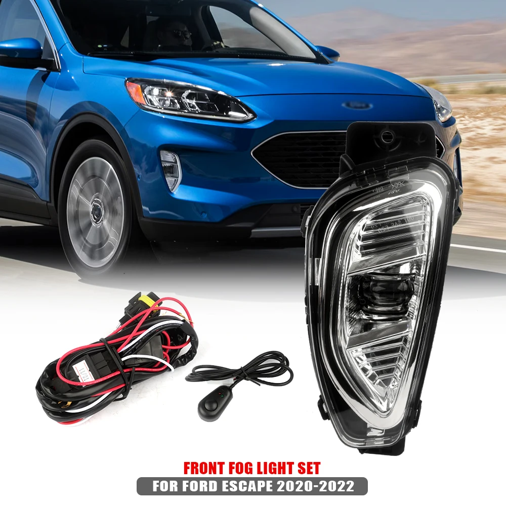 

Комплект для модернизации передних противотуманных фар DLAA для FORD ESCAPE 2020 2021 2022: Дополнительный комплект противотуманных фар, переключатель + проводка