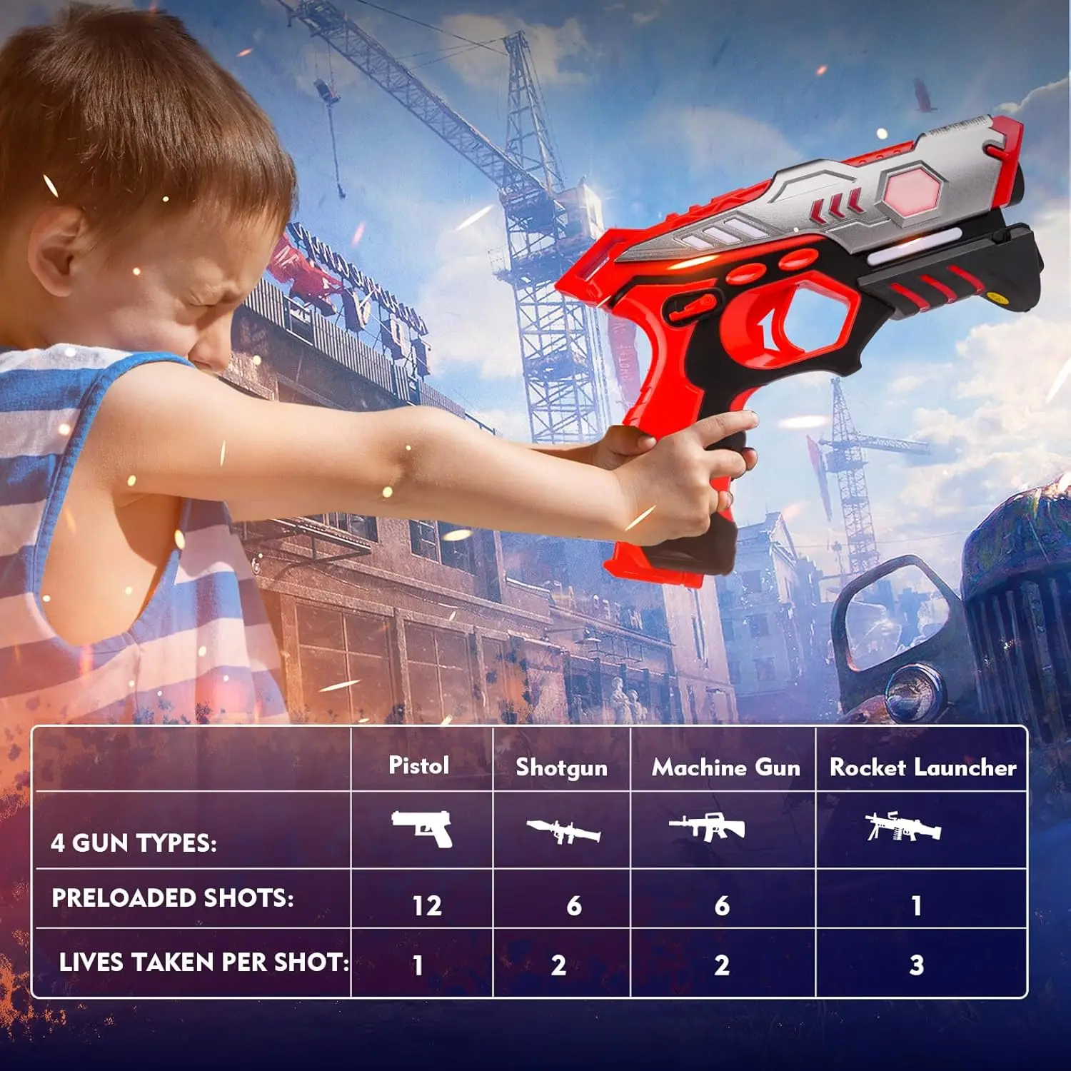 Vatos Infrarot Laser Tag Pistole Daten Sync Westen x4 für Kinder Erwachsene Indoor Outdoor Spiel Spielzeug Laser Tag Blaster Geschenk für Jungen