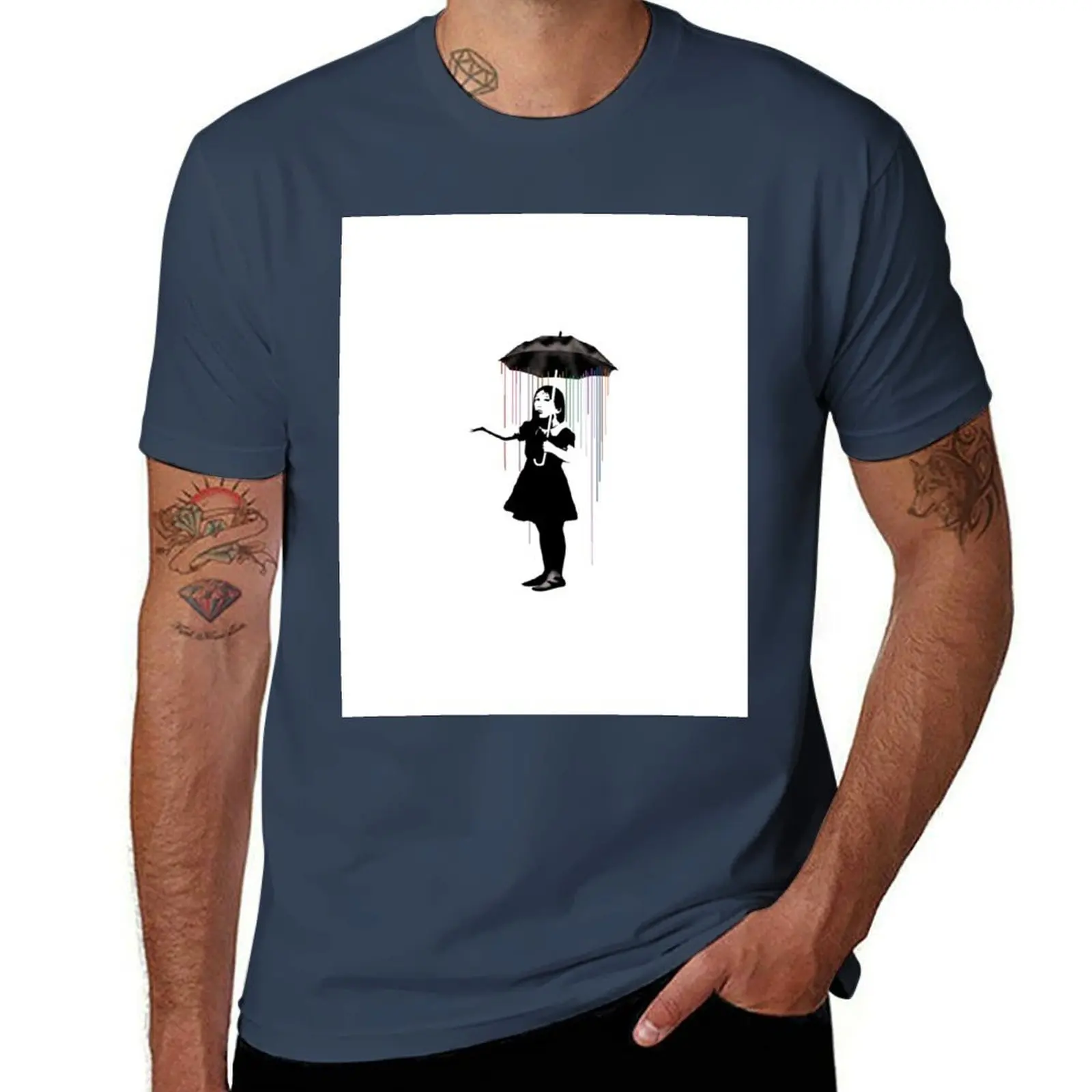 

Umbrella Banksy With Girl T-Shirt Lightweight Running Sports T-Shirt